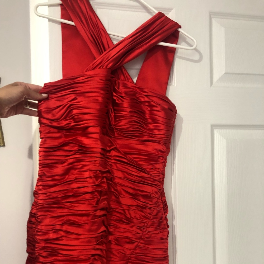 Calvin Klein satin ruffle dress